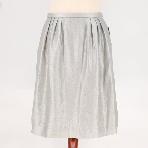 NWT CARMEN MARC VALVO COLLECTION Jacquard Metallic A-Line Skirt Silver Size 14 - Picture 1 of 7